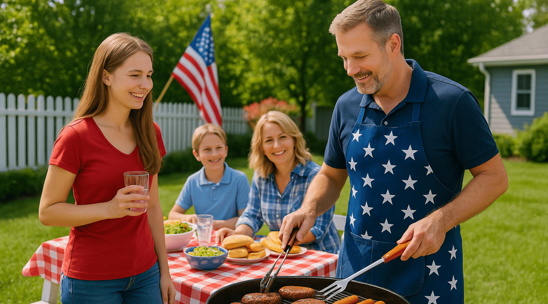 Family grilling for Memorial Day