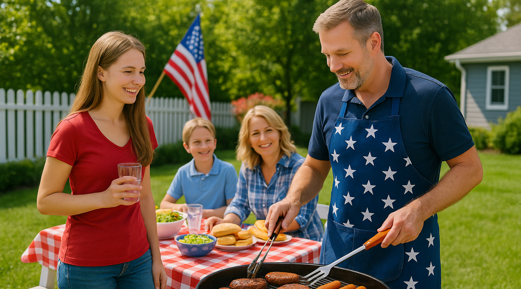 Family grilling for Memorial Day