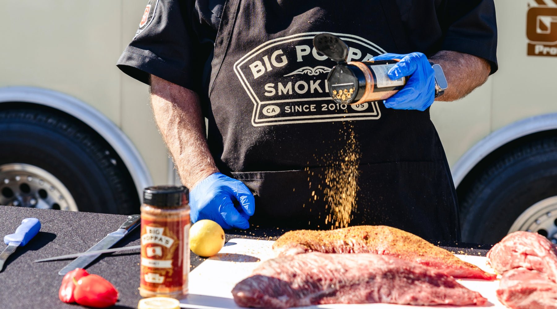 Seasoning the BBQ meat