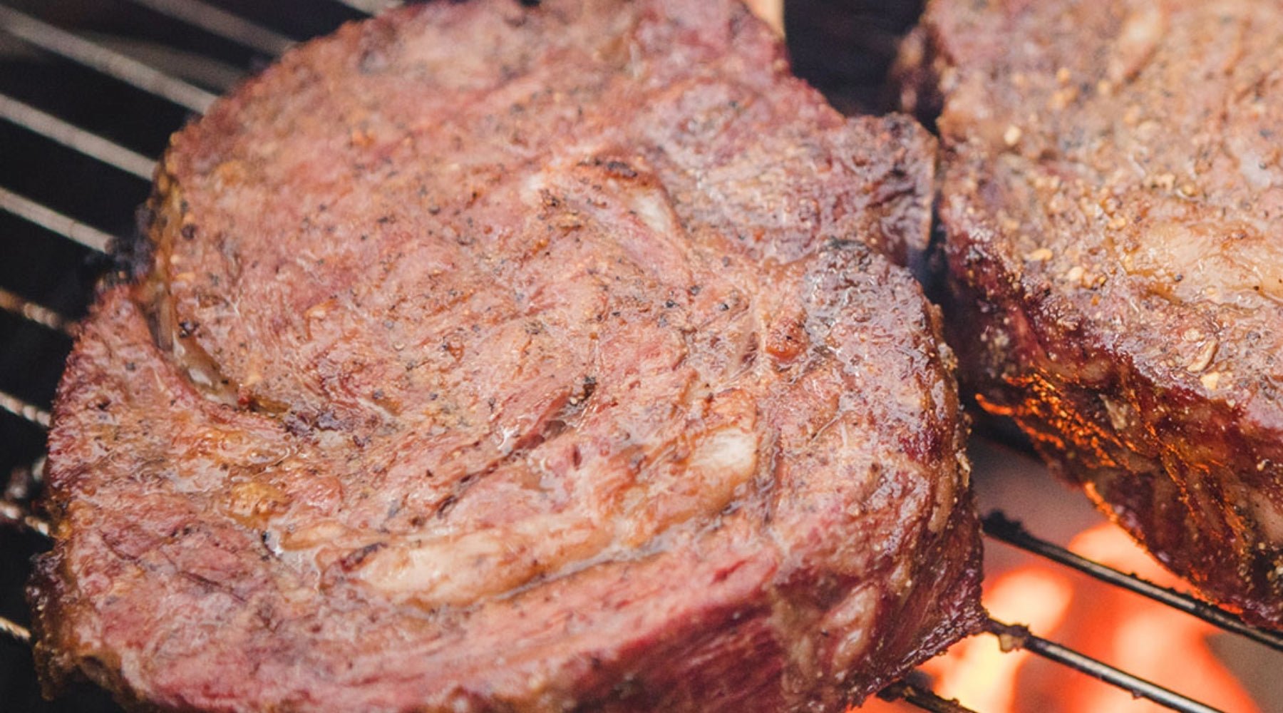 Up close of pork on the grill