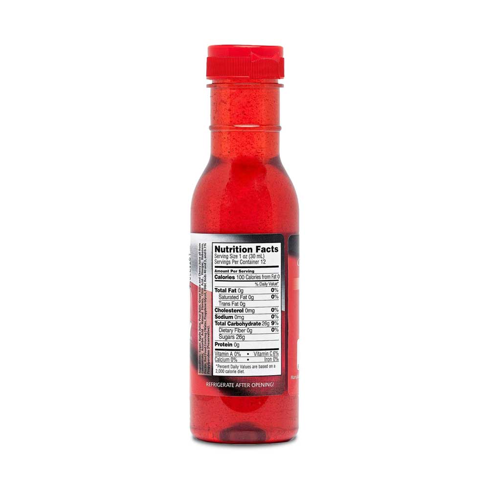 Texas Pepper Jelly Rib Candy Apple Cherry Habanero in a 17oz plastic bottle with nutritional facts
