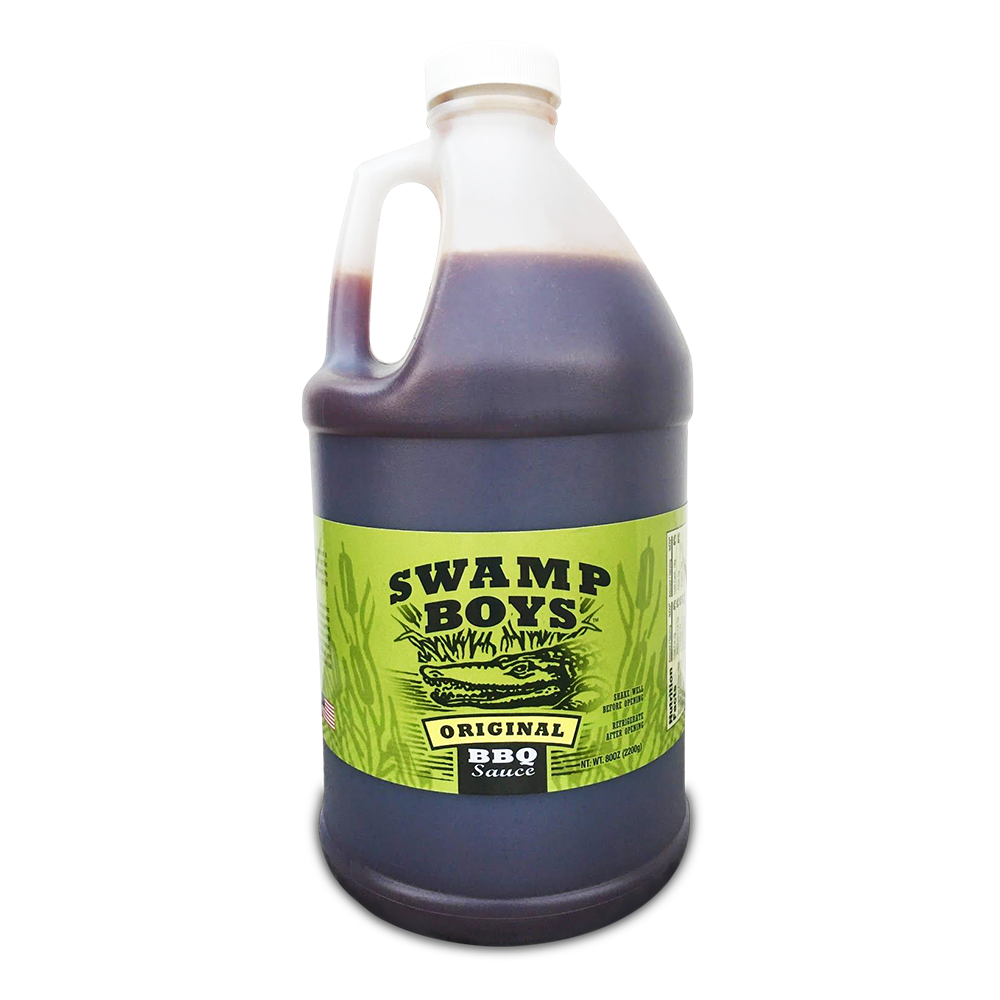 Half gallon bbq jug of Swamp Boys Original BBQ Sauce