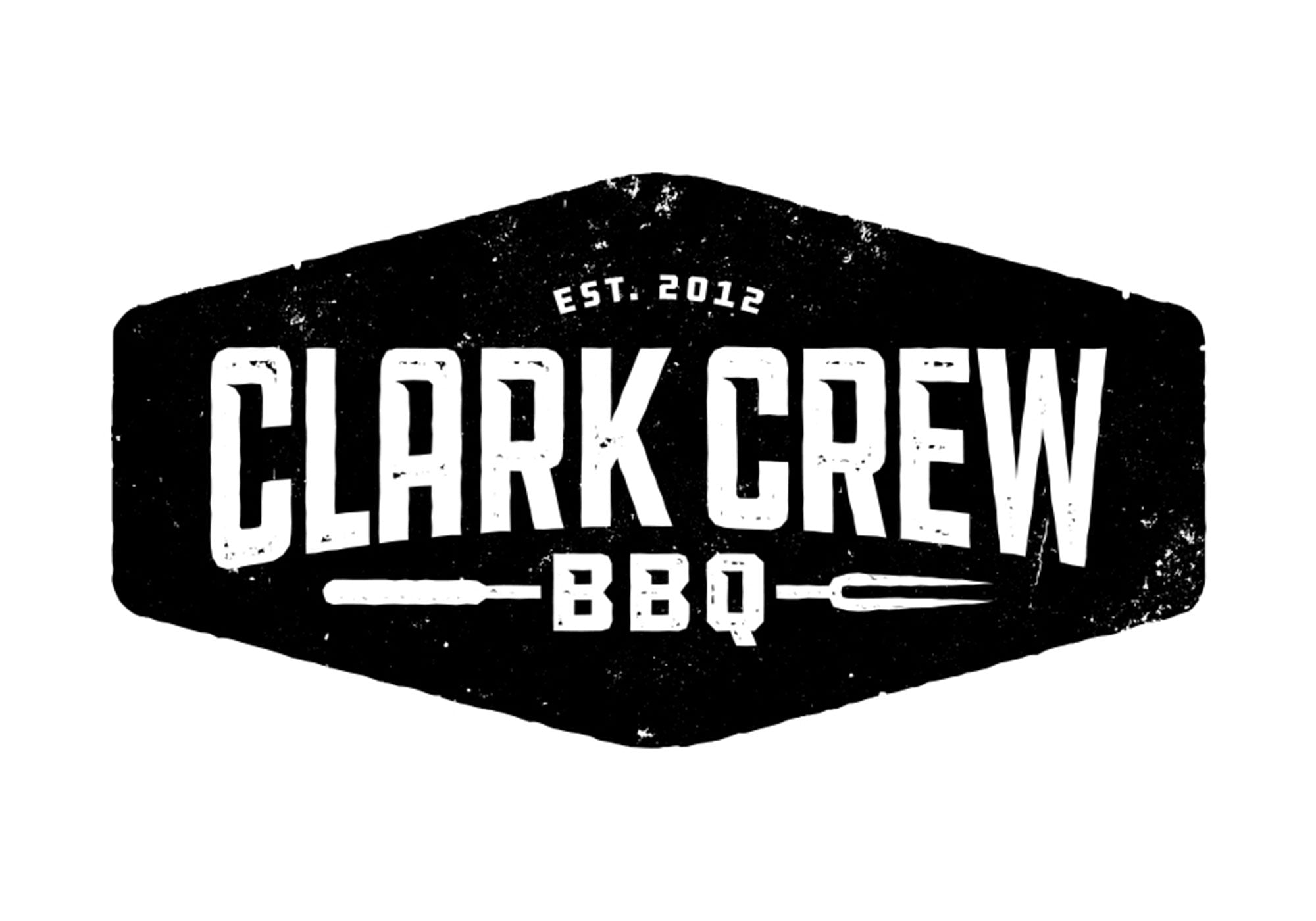 Black and white logo of Clark Crew BBQ established in 2012