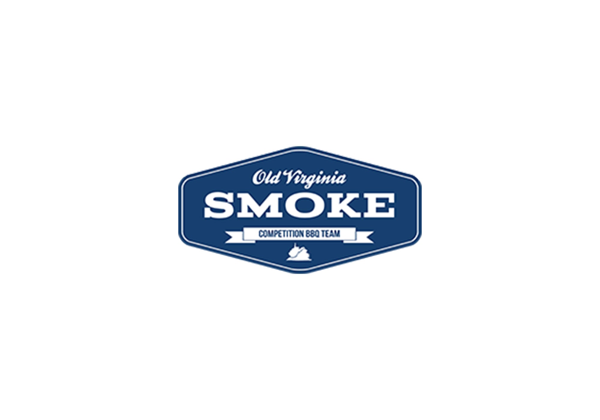 Blue and white logo of Old Virginia Smoker BBQ competition team