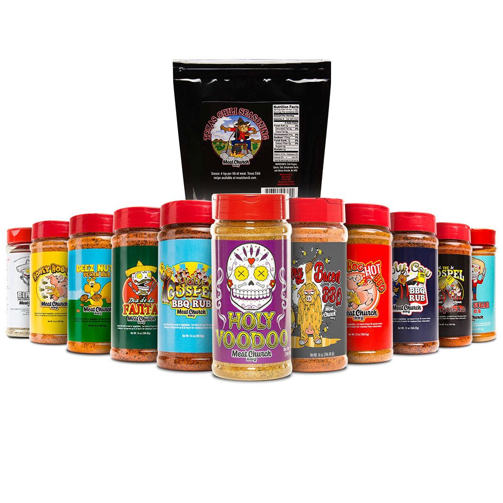 All 12 of your favorite Meat Church seasonings in this classic bundle