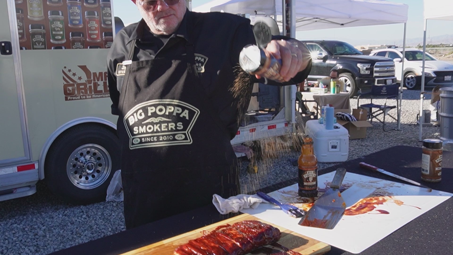 Big poppa cooking and using different spices