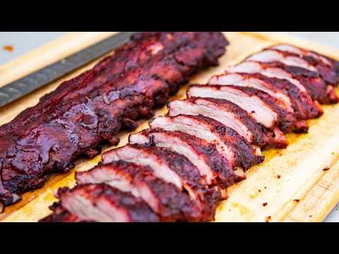 Video of ribs, sausage, and beans being smoked in the Meadow Creek BX25 Smoker