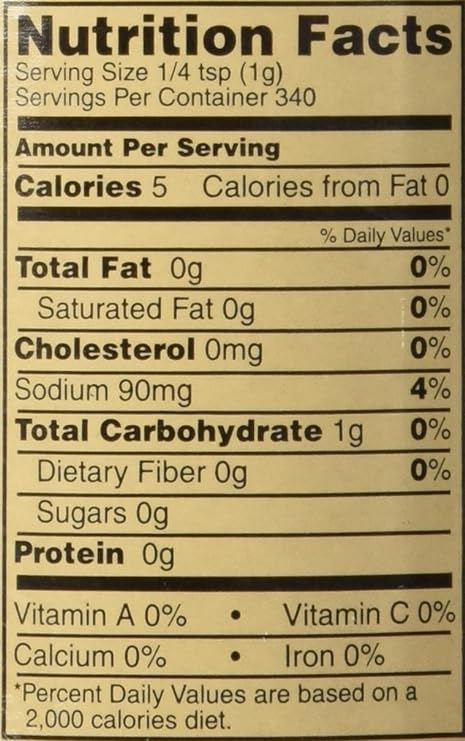 Nutrition facts label for Williams Rib Tickler BBQ Rub.