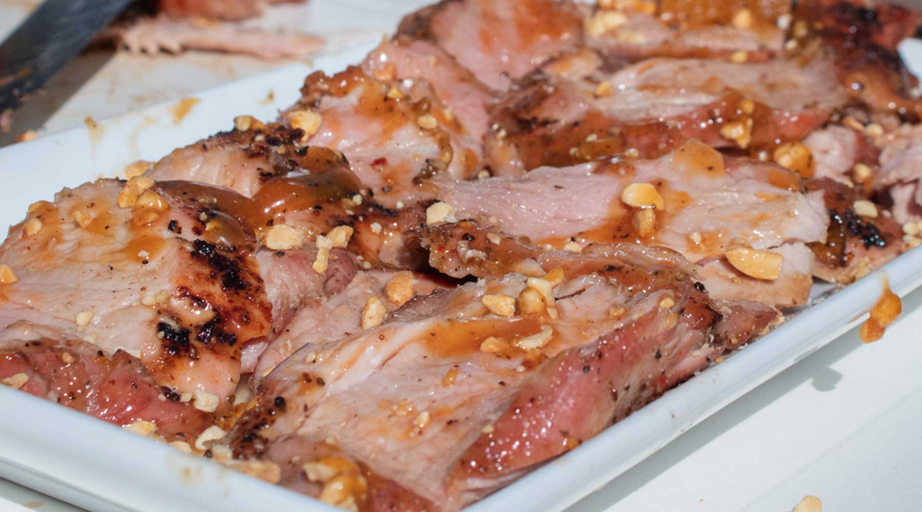 Apricot Glazed Pork Loin w/ Crushed Peanuts