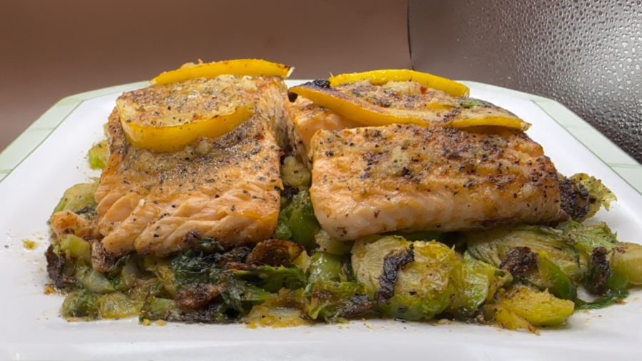 Big Poppa's Desert Gold Salmon and Brussels Sprouts