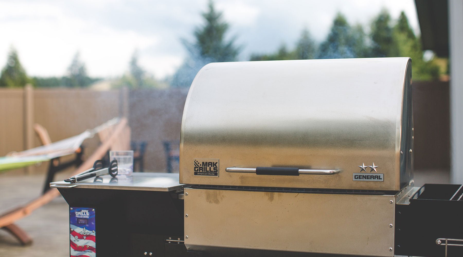 MAK Pellet Smoker in the backyard.