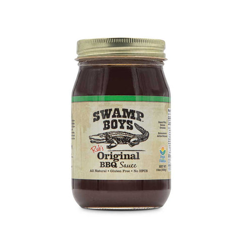 Swamp Boy's Original BBQ Sauce in a glass jar