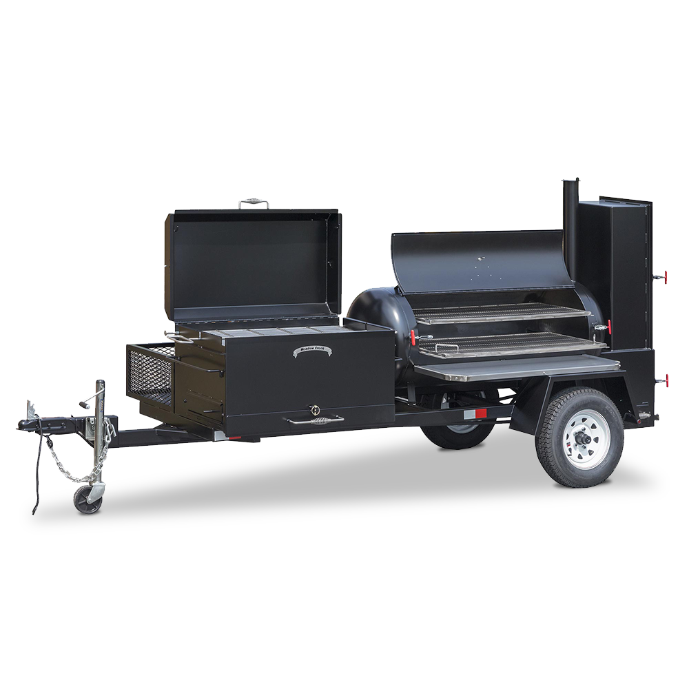 The TS120 is fully loaded to get on the road. Simply mount your TS120 Trailer to your vehicle and you'll be able to get smokin' anywhere your BBQ heart desires. Loaded with many other features, the TS120 trailer is a keeper.