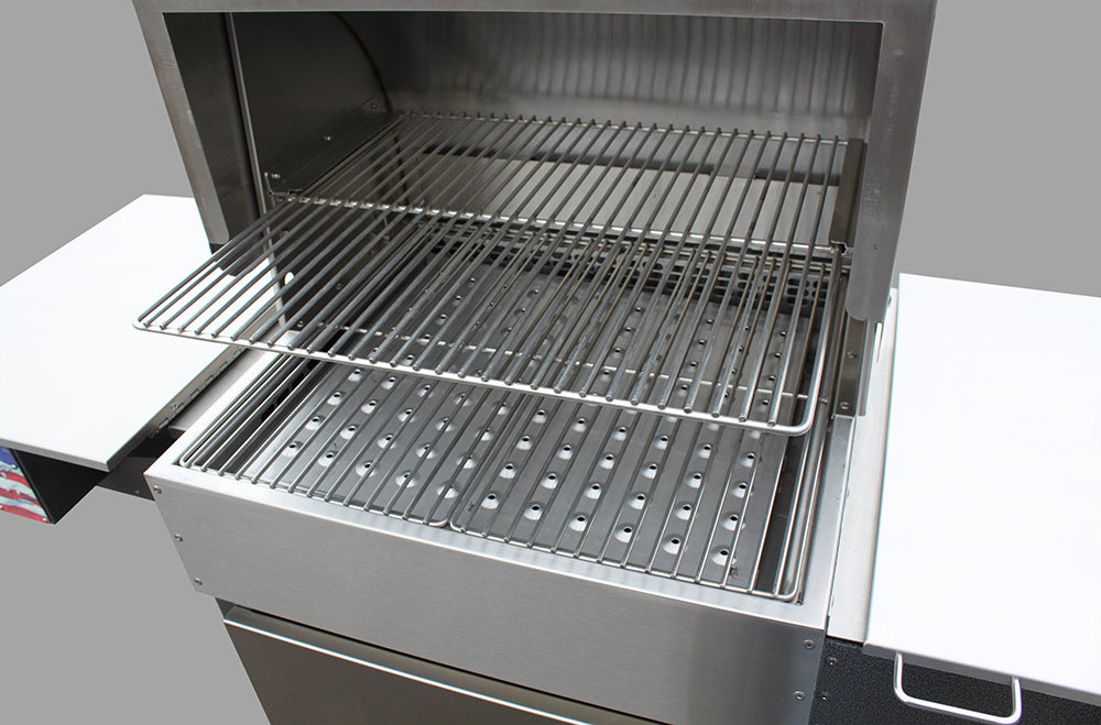 MAK Grills Full Upper Rack installed on a MAK Grill, showing expanded cooking space.