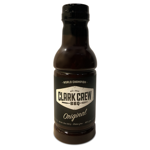 Clarks Crew Original BBQ Sauce in a 20oz plastic bottle