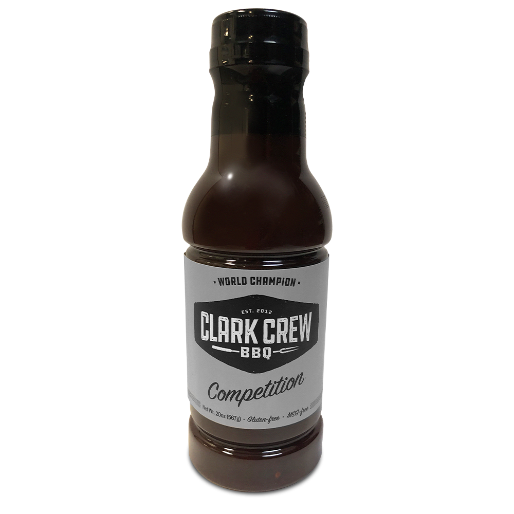World Champion Clark Crew BBQ Competition Sauce in an 20 oz plastic bottle