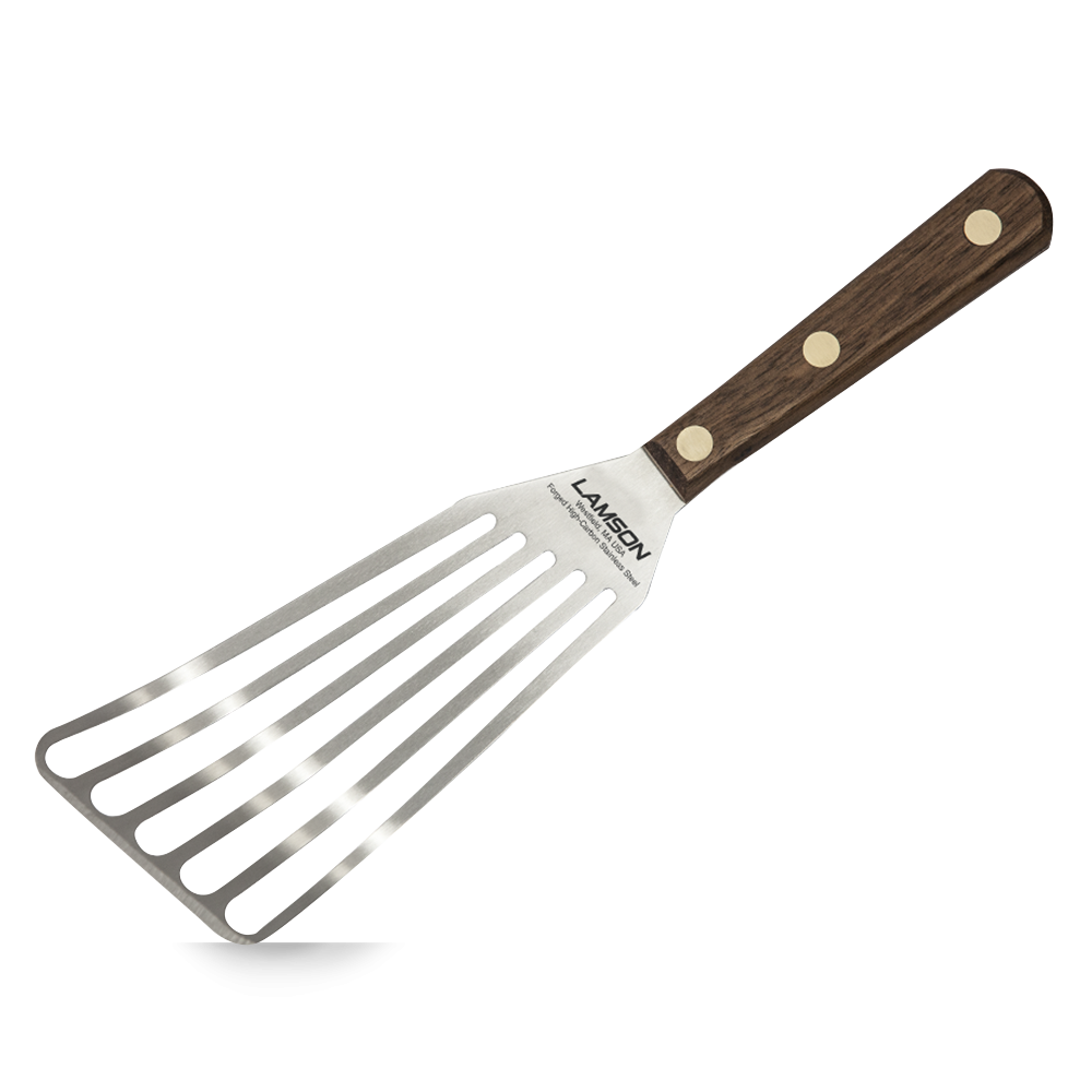 Chef’s Slotted Turner with a razor-thin high-carbon stainless steel blade.