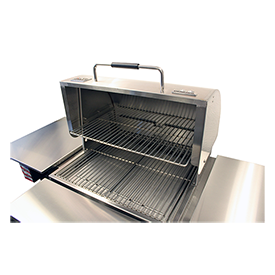 3/4 Upper Rack on a MAK Grill, adding extra stainless steel cooking space for increased grilling capacity.