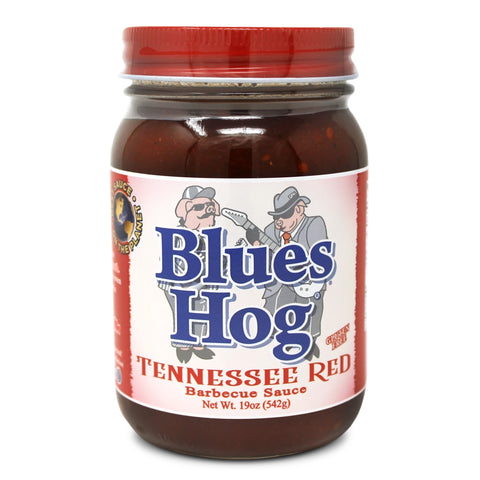 Blues Hog Tennessee Red BBQ Sauce in a 19oz glass jar.