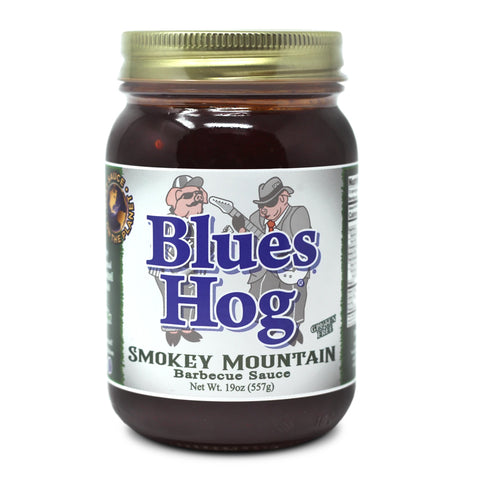 Blues Hog Smokey Mountain BBQ Sauce in a 20 oz glass car
