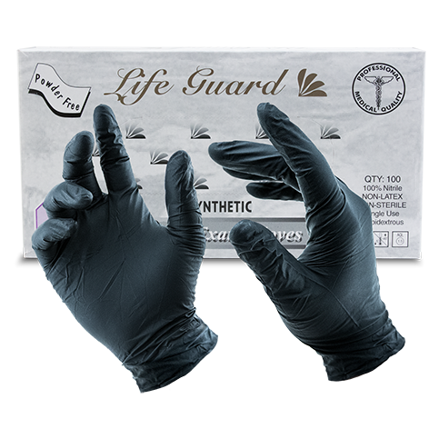 Black nitrile gloves offering excellent mobility and protection, ideal for barbecuing and general-purpose use.
