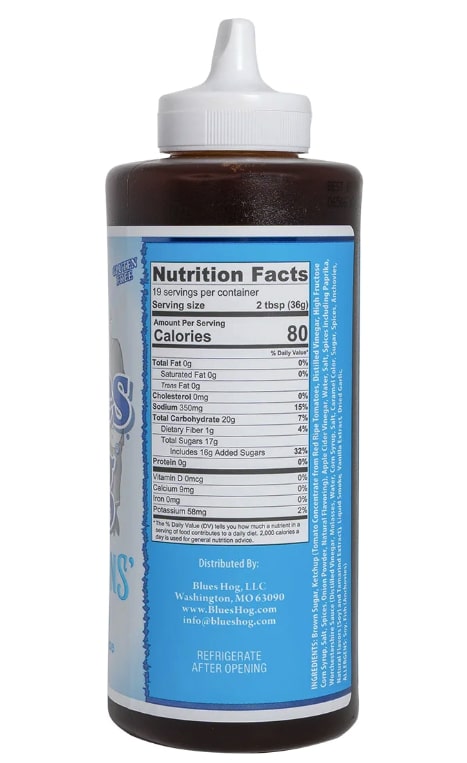 Nutritional Facts of Blues Hog Champions Blend Sauce