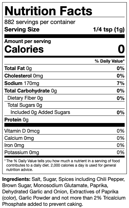 A nutrition facts label for "EAT Barbecue The Most Powerful Stuff BBQ Rub".