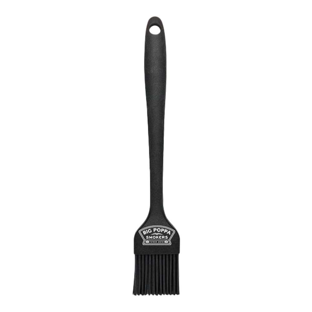 Black basting brush with Big Poppa Logo at the base of the brush.  Brush is used to baste sauce onto your bbq.