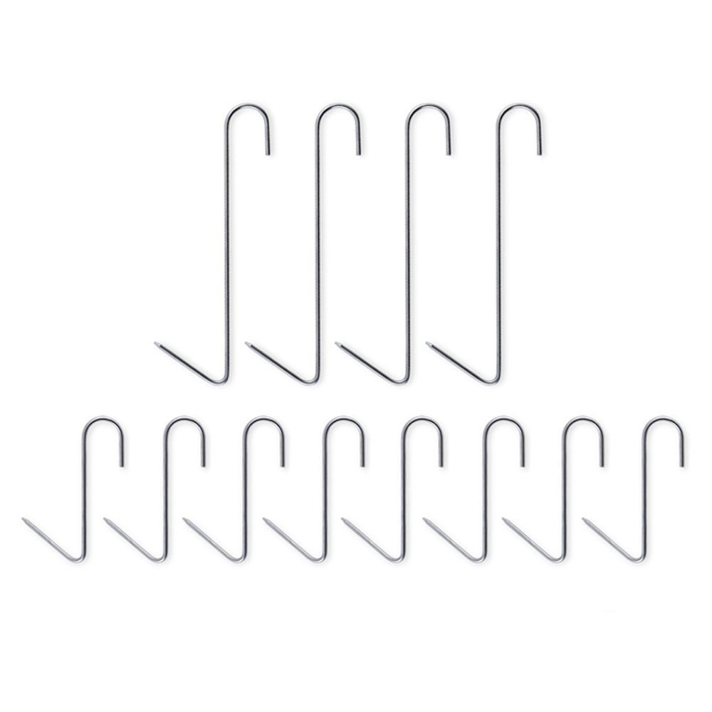 A series of S-shaped metal hooks