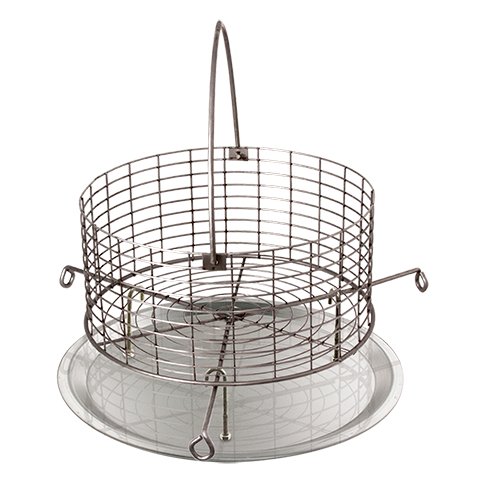 3D rendering of a stainless steel ash catcher for a drum smoker, shown from a top-down angle to highlight the round shape and reflective metal surface.