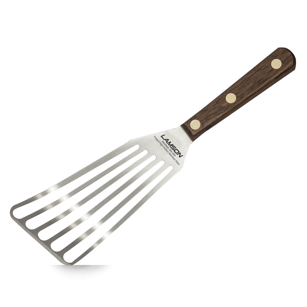 Chef’s Slotted Turner with a razor-thin high-carbon stainless steel blade.