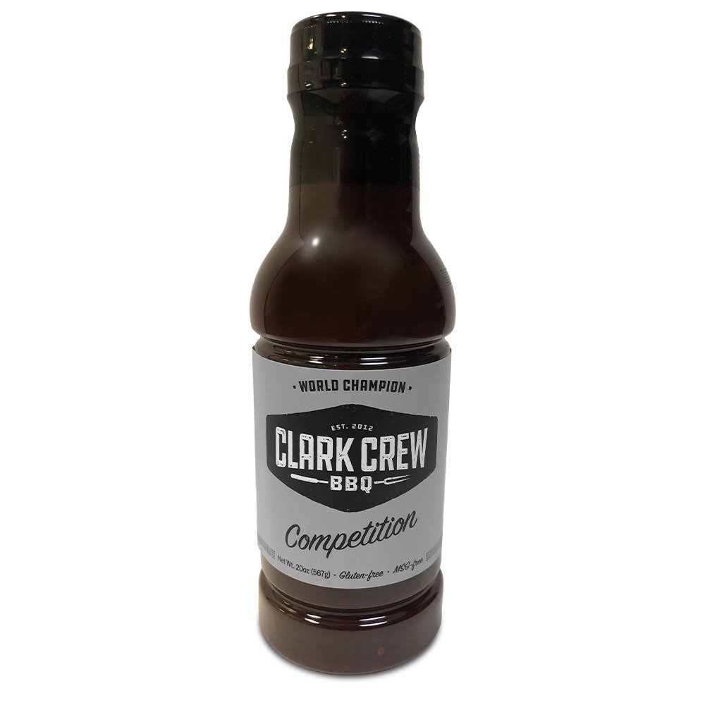 World Champion Clark Crew BBQ Competition Sauce in an 20 oz plastic bottle