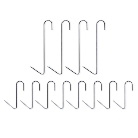 A series of S-shaped metal hooks