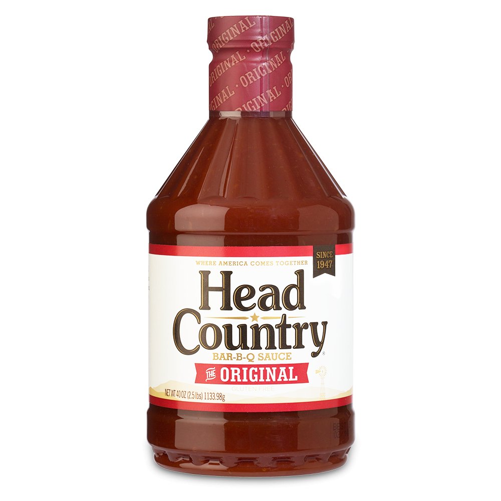 Large 40oz bottle of Head Country's Original BBQ Sauce, celebrated for its award-winning flavor suitable for any cooking style. This all-natural, gluten-free, tomato-based sauce is ideal for glazing, basting, or grilling meats, enhancing dishes with a championship taste.