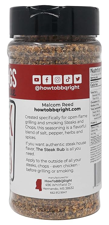 The side of a Killer Hogs Steak Rub bottle .