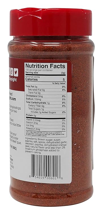 The back of a Killer Hogs The BBQ Rub bottle displaying the nutrition facts label.