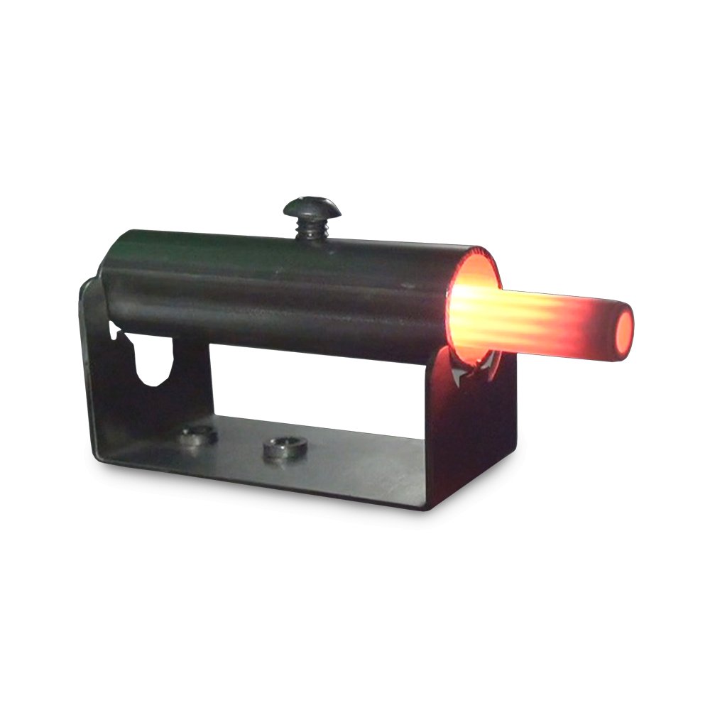 MAK FlashFire ignition system glowing red, designed for quick and reliable pellet ignition.