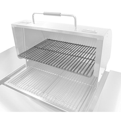 3/4 Upper Rack on a MAK Grill, adding extra stainless steel cooking space for increased grilling capacity.