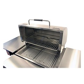 3/4 Upper Rack on a MAK Grill, adding extra stainless steel cooking space for increased grilling capacity.