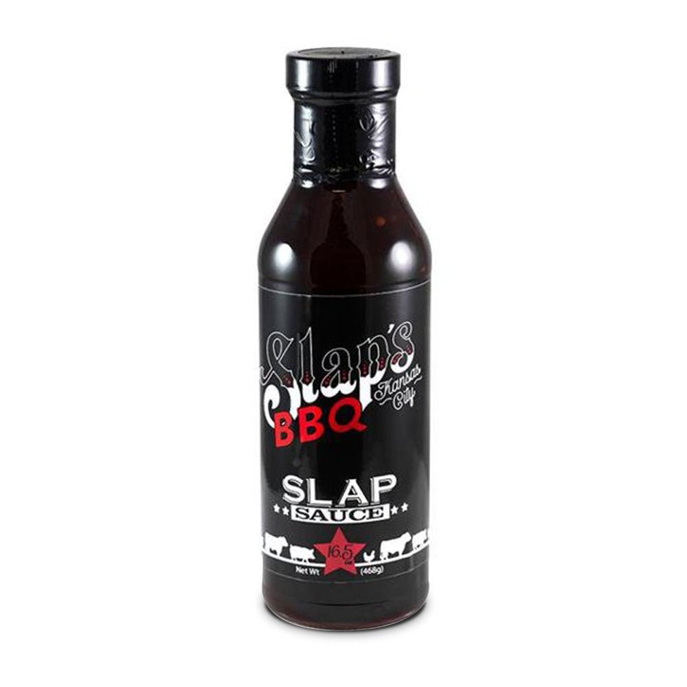 Slap's Kansas City BBQ Sauce in a plastic 16.5 oz bottle.