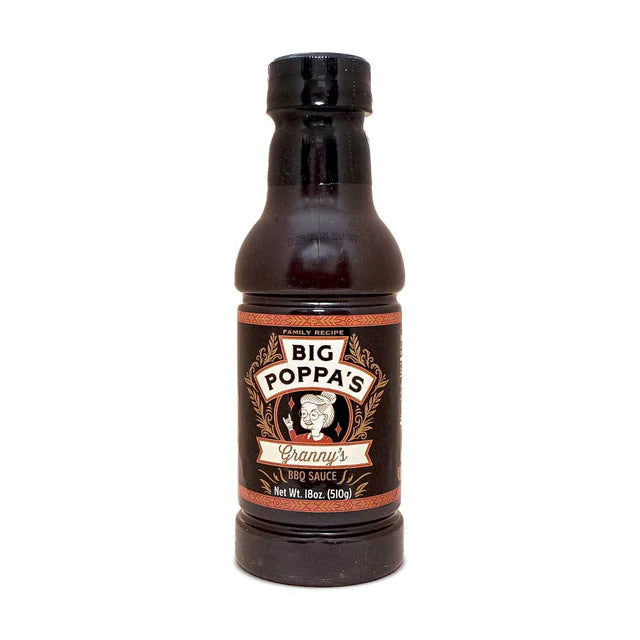 Big Poppa's Granny's Sauce in an 18 oz plastic bottle